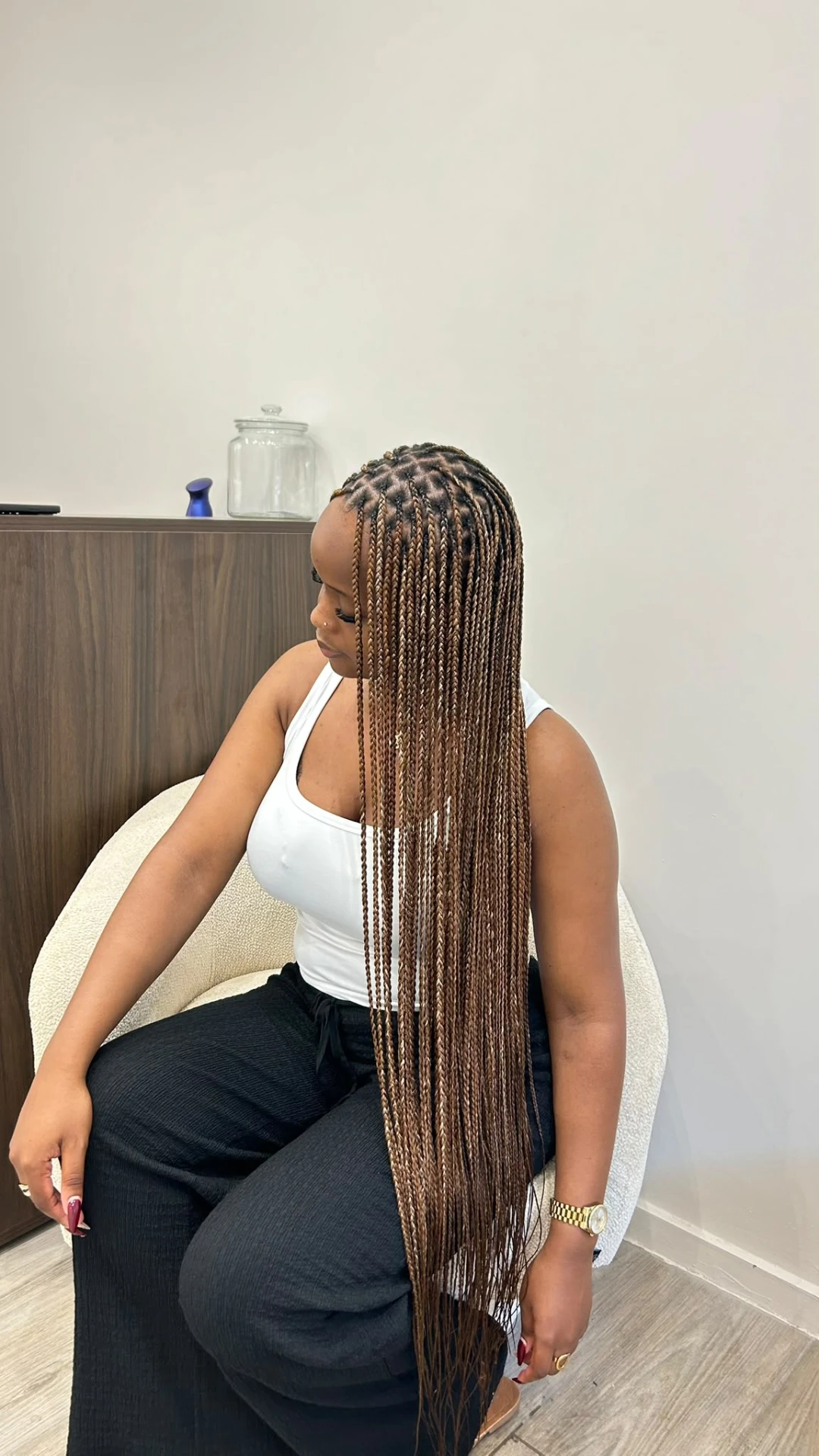 Braids knotless small réalisés chez Divine Extension